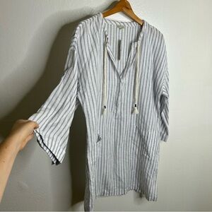 NWT J. Crew Linen Cotton Striped Beach Tunic Coverup Size Large
